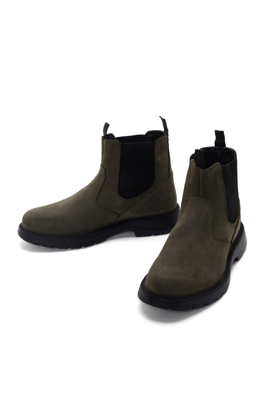 Men's Khaki Nubuck Leather Casual Chelsea Boots
