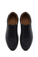 Erkek Siyah Bağcıklı Deri Casual Sneaker | Derimod