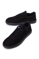 Erkek Siyah Bağcıklı Nubuk Deri Casual Sneaker | Derimod