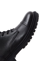 Men's Black Leather Zippered Boots | Derimod