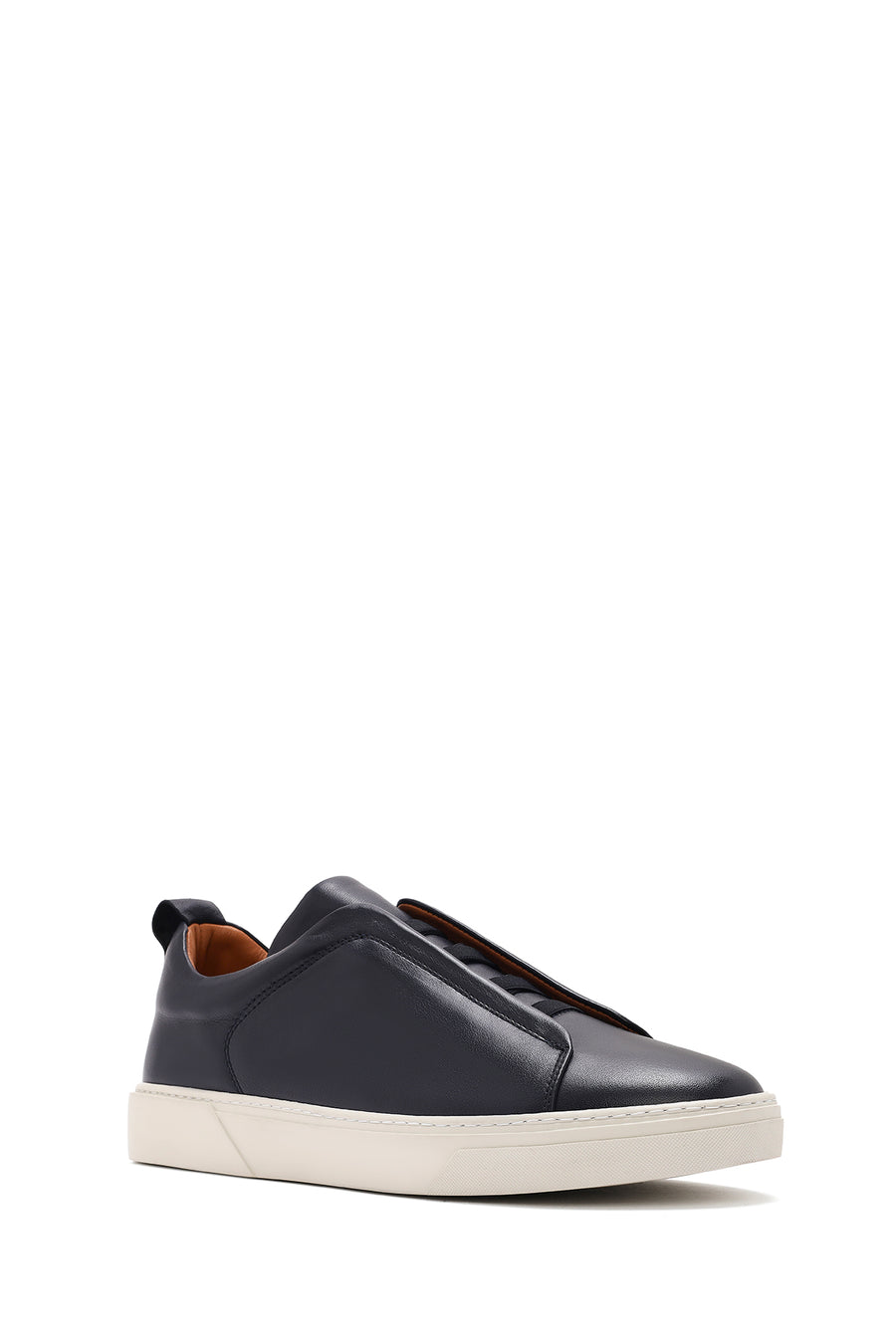 Erkek Lacivert Lastikli Deri Sneaker