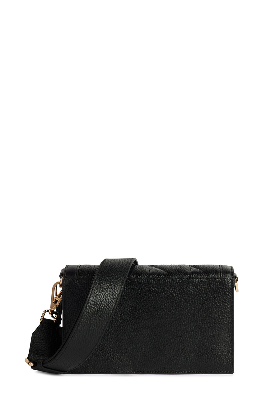 Geox Women's Black Veriana Long Strap Quilted Leather Crossbody Bag