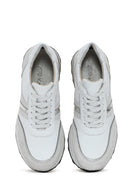 Women's White Lace-Up Leather Sneaker | Derimod