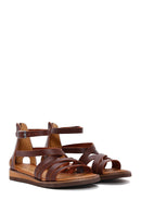 Women's Brown Leather Bodrum Sandals | Derimod