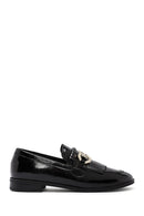 Women's Black Buckle Detailed Patent Leather Masculine Loafer | Derimod
