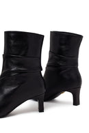 Woman Black Short Heeled Leather Boots | Derimod