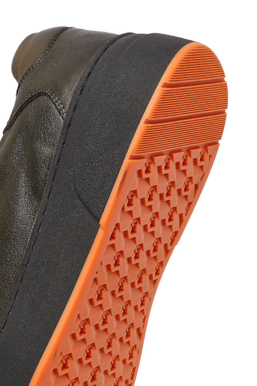 Erkek Haki Bağcıklı Deri Sneaker