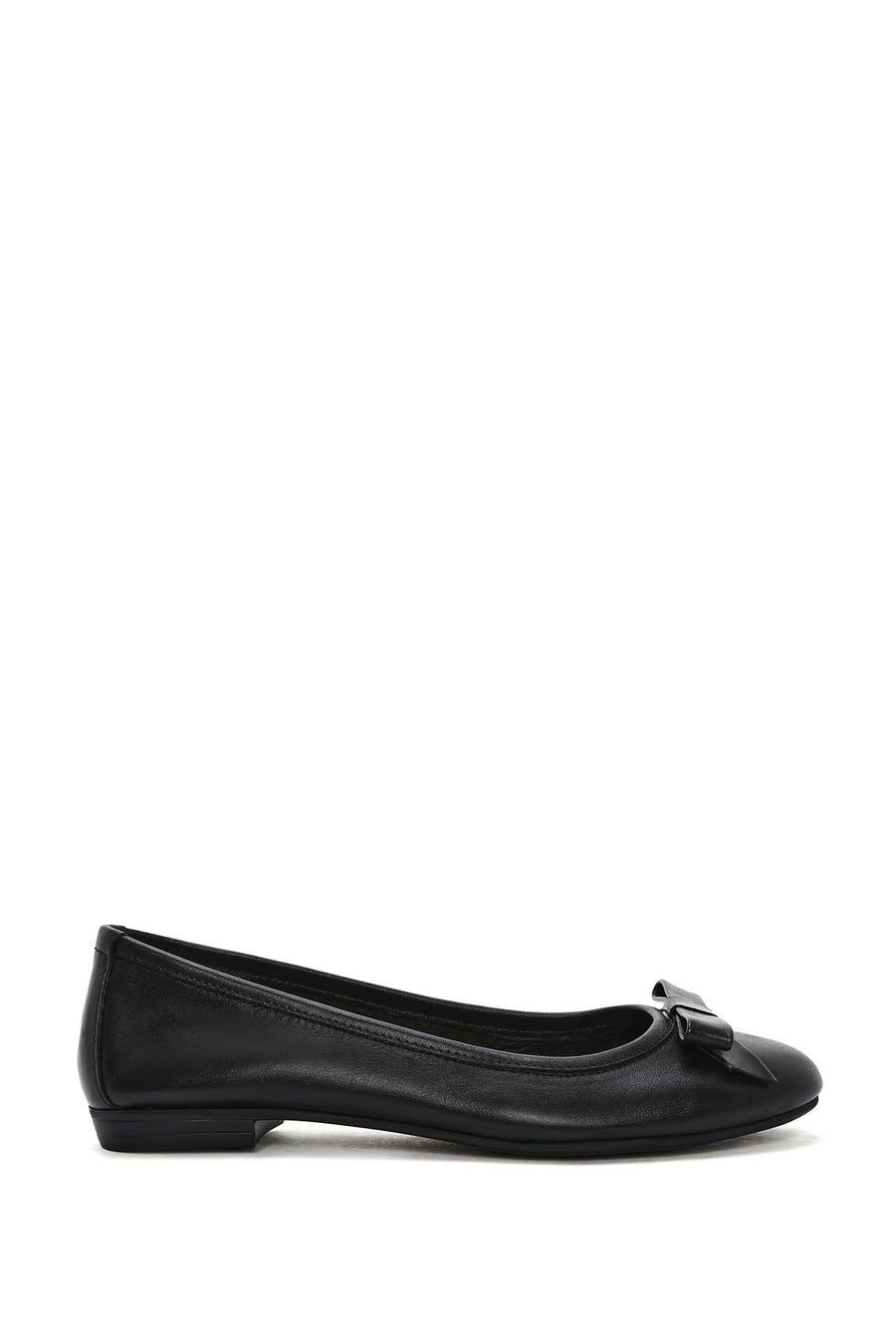 Women's Black Bowknot Leather Ballerinas 24WFD163818 | Derimod