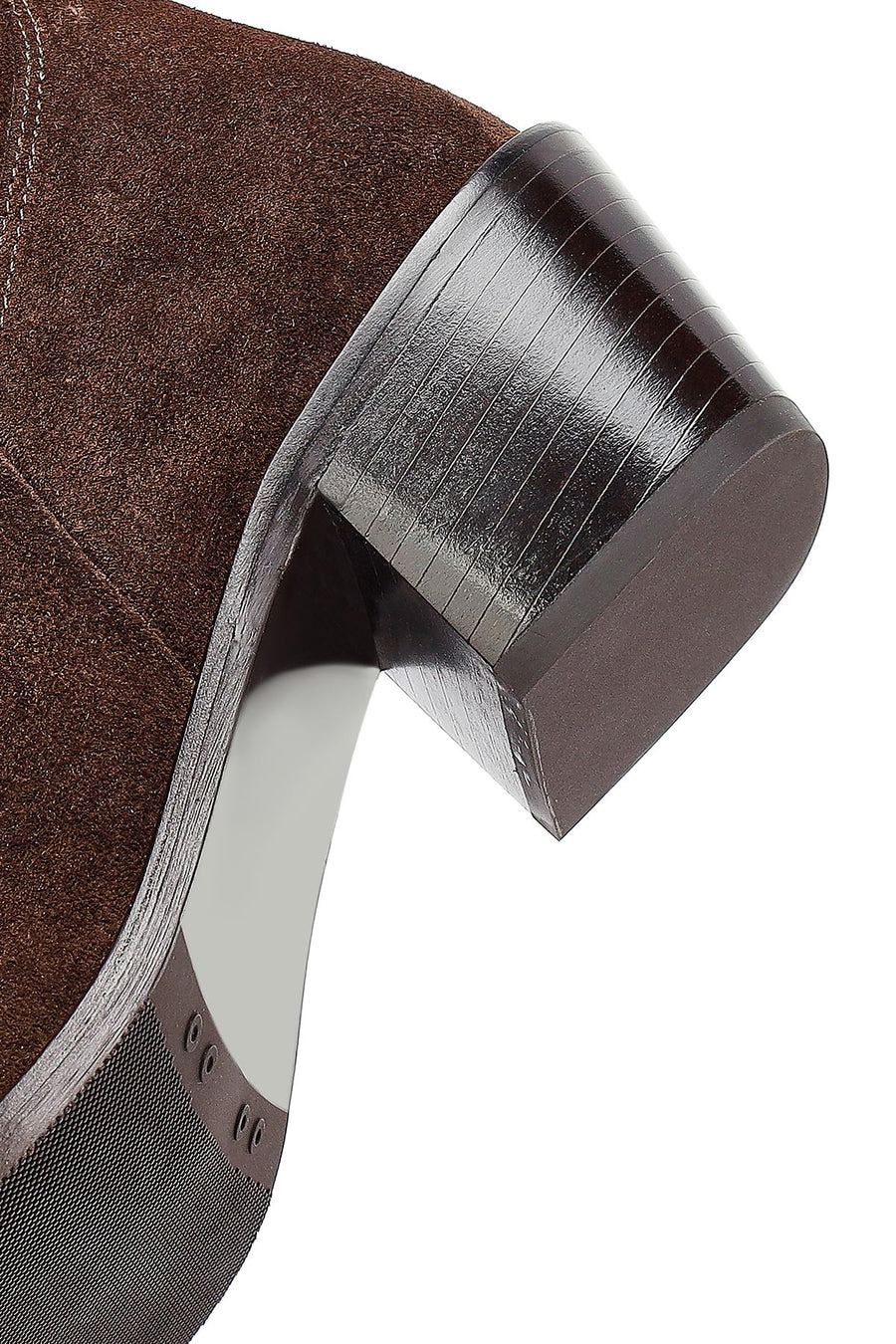 Woman Brown Chunky Heel Suede Leather Cowboy Boots