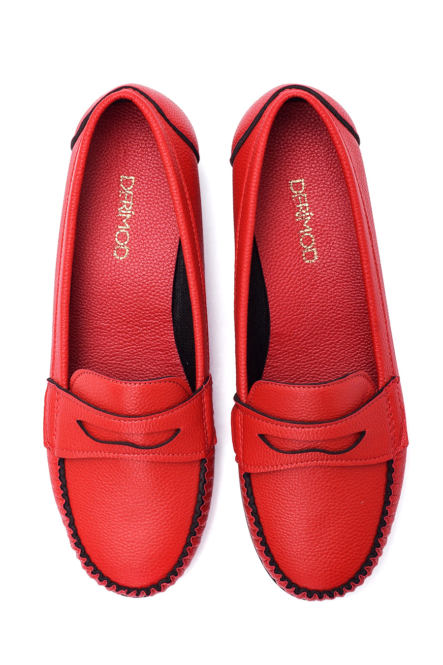 Women's Red Wedge Heeled Loafer