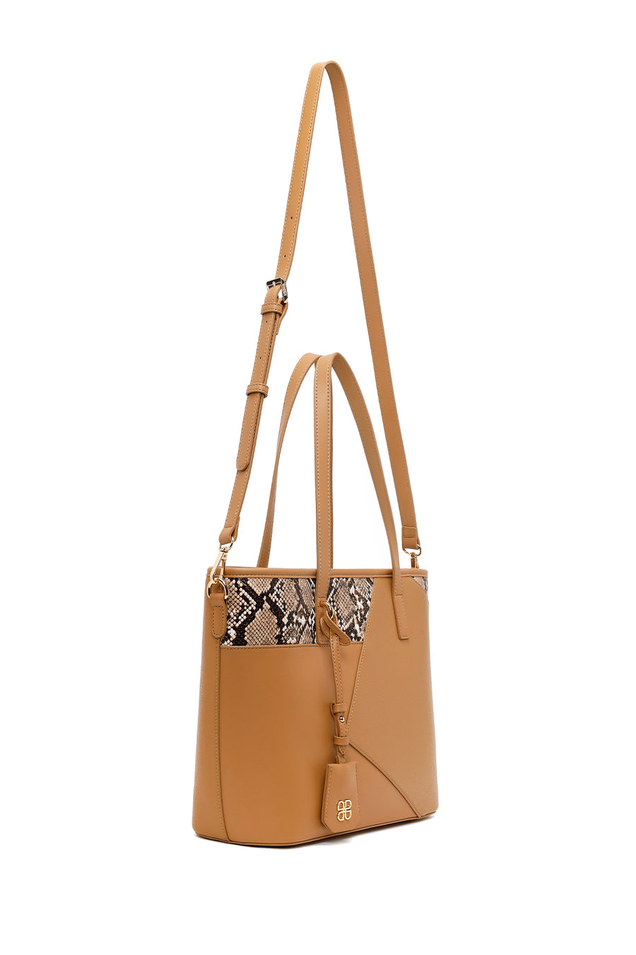 Woman Beige Long-Strap Printed Classic Shoulder Bag