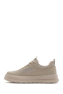 Men's Beige Lace-Up Thick-Sole Sneakers | Derimod