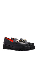 Derimod Flex Women's Black Leather Masculine Loafer | Derimod