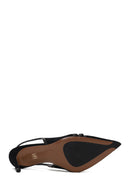 Woman Black Slingback Stiletto Suede Shoes | Derimod