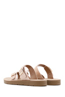 Women's Pink Double Buckled Stoned Slippers | Derimod