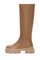 Women's Brown Leather Thick Soled Boots | Derimod