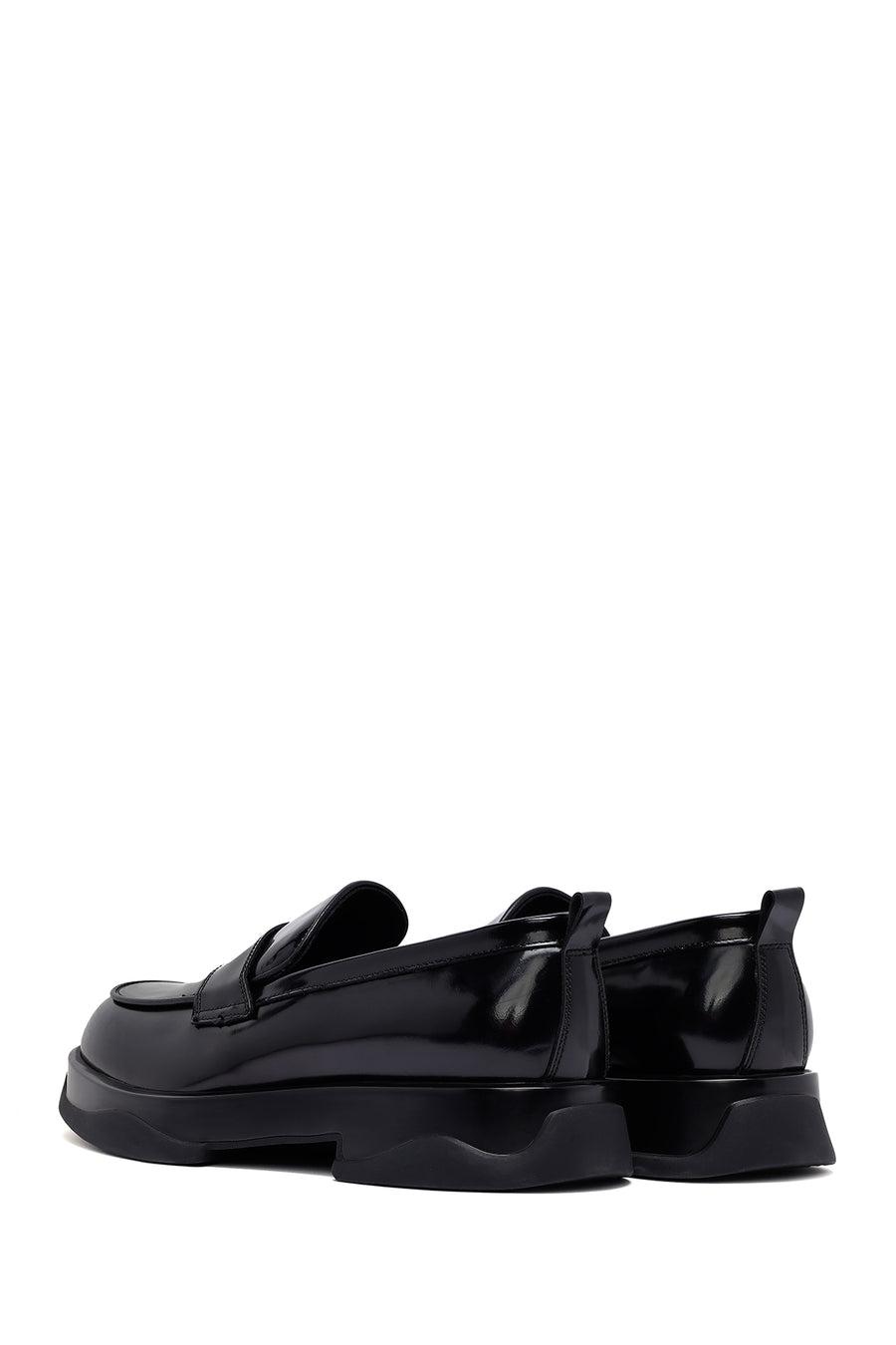Male Black Thick-Soled Leather Loafer
