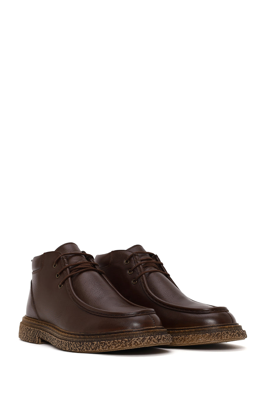 Male Brown Lace-up Leather Casual Boots