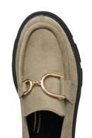 Geox Women's Mink Wild Buckle Detailed Suede Leather Masculine Loafer | Derimod