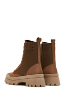 Women's Tan Zippered Leather Boots | Derimod