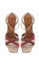 
Women's Gold Ankle-Tie Thin High Heel Patterned Leather Sandal
 | Derimod