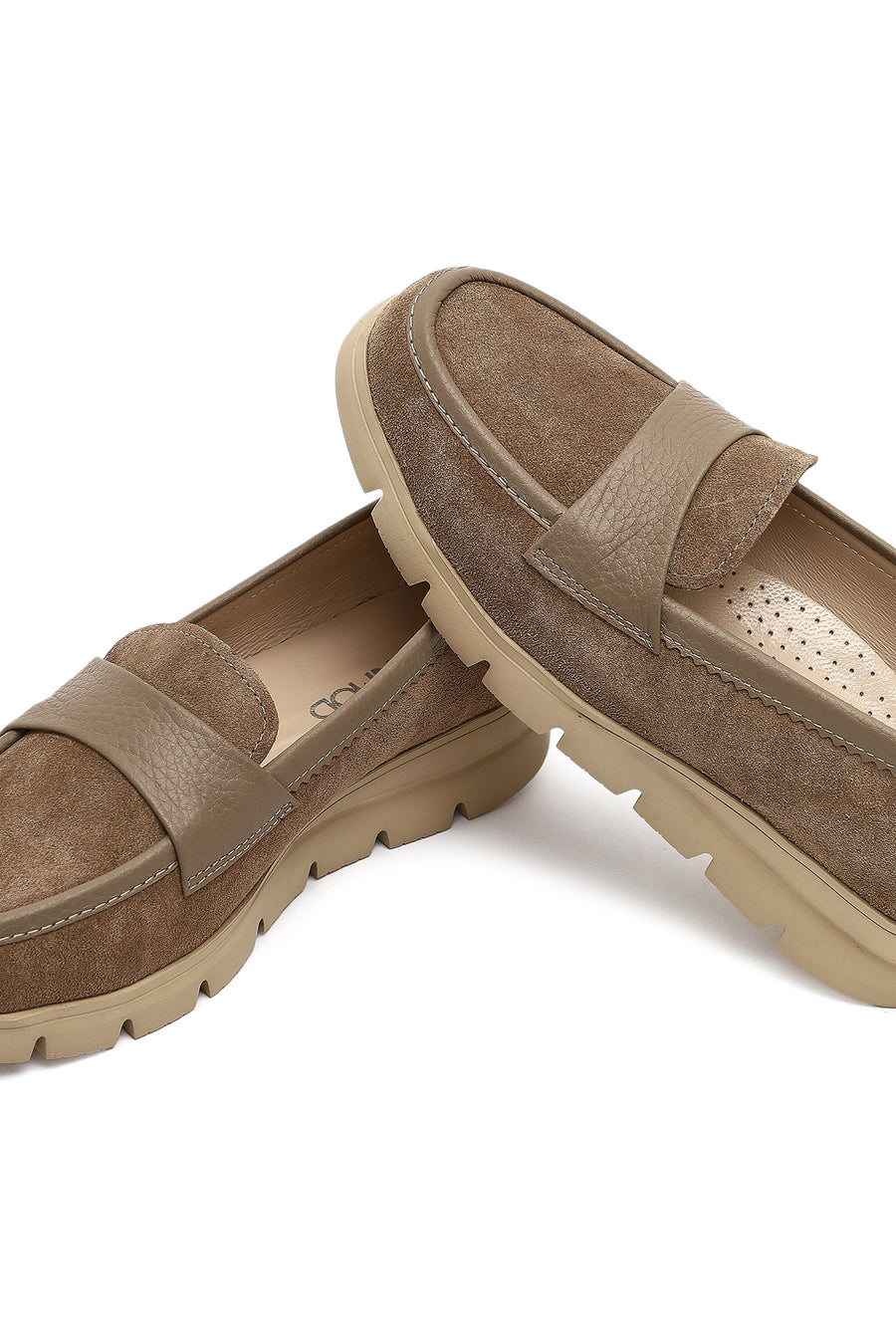 Kadın Vizon Kalın Tabanlı Süet Deri Comfort Loafer