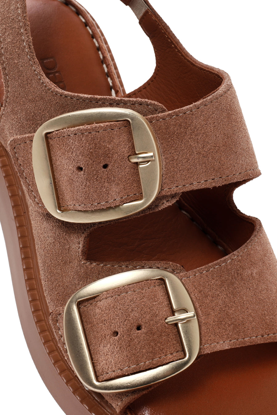 Women's Powder Thick Soled Buckled Suede Leather Comfort Sandals