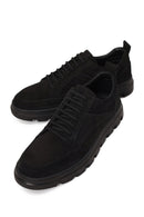Erkek Siyah Bağcıklı Nubuk Deri Casual Sneaker | Derimod