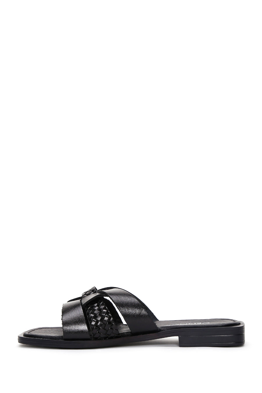 Women's Black Leather Slippers