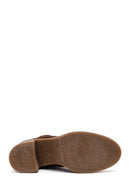 Woman Brown Chunky-Heeled Suede Chelsea Boots | Derimod