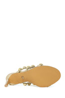 Woman Gold High Thin-Heeled Slipper | Derimod