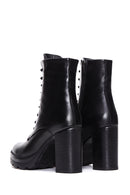 Women's Black Leather Platform High Heel Boots | Derimod