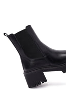 Woman Black Chunky-Heeled Leather Chelsea Boots | Derimod