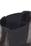 Woman Black Thick-Soled Leather Chelsea Boots | Derimod