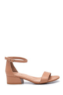 Women's Short Heeled Leather Sandals | Derimod