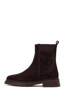 Woman Brown Suede Chelsea Boots | Derimod