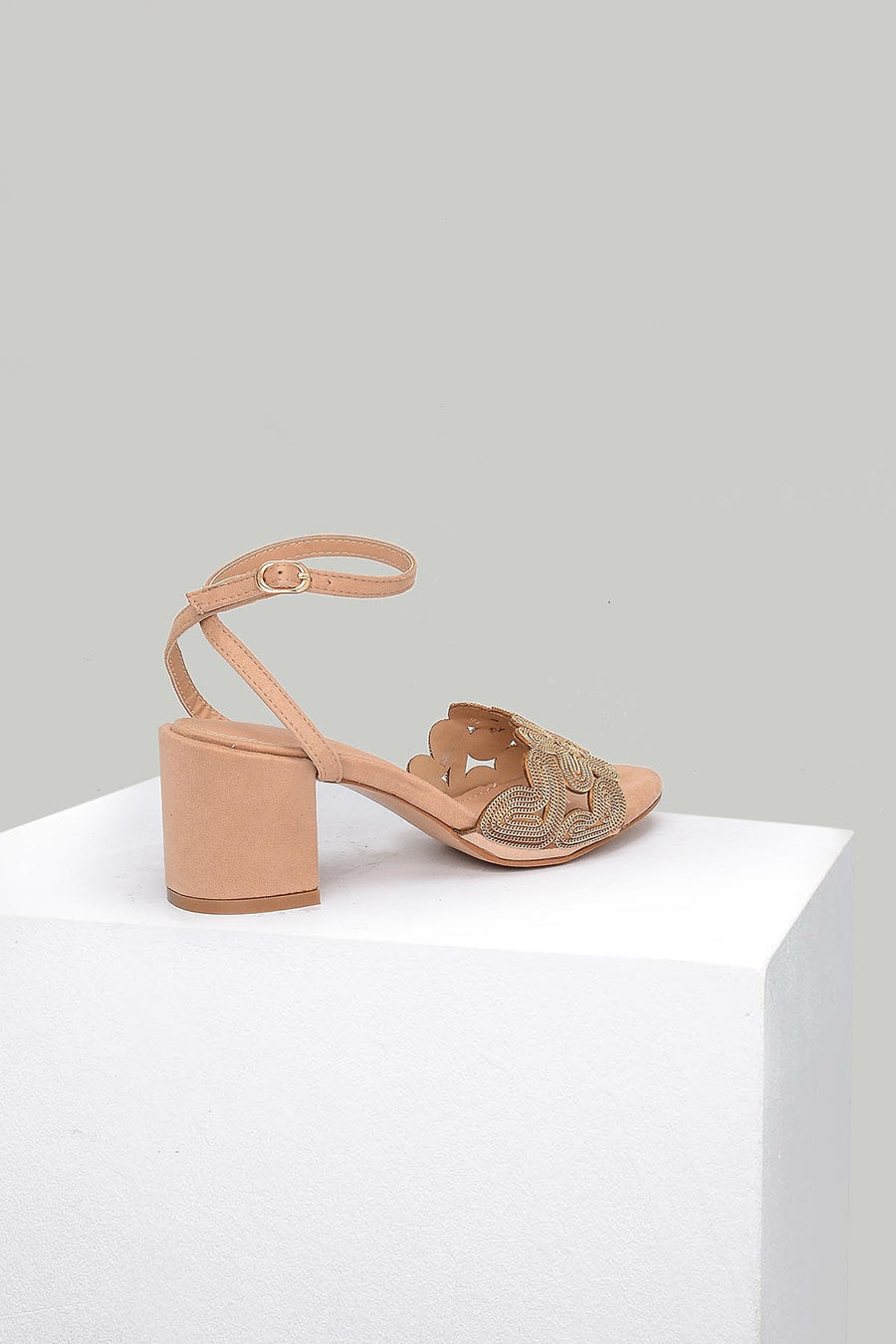 Women's Beige Faux Leather Sandals