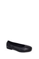 Woman Black Leather Ballet Flat | Derimod