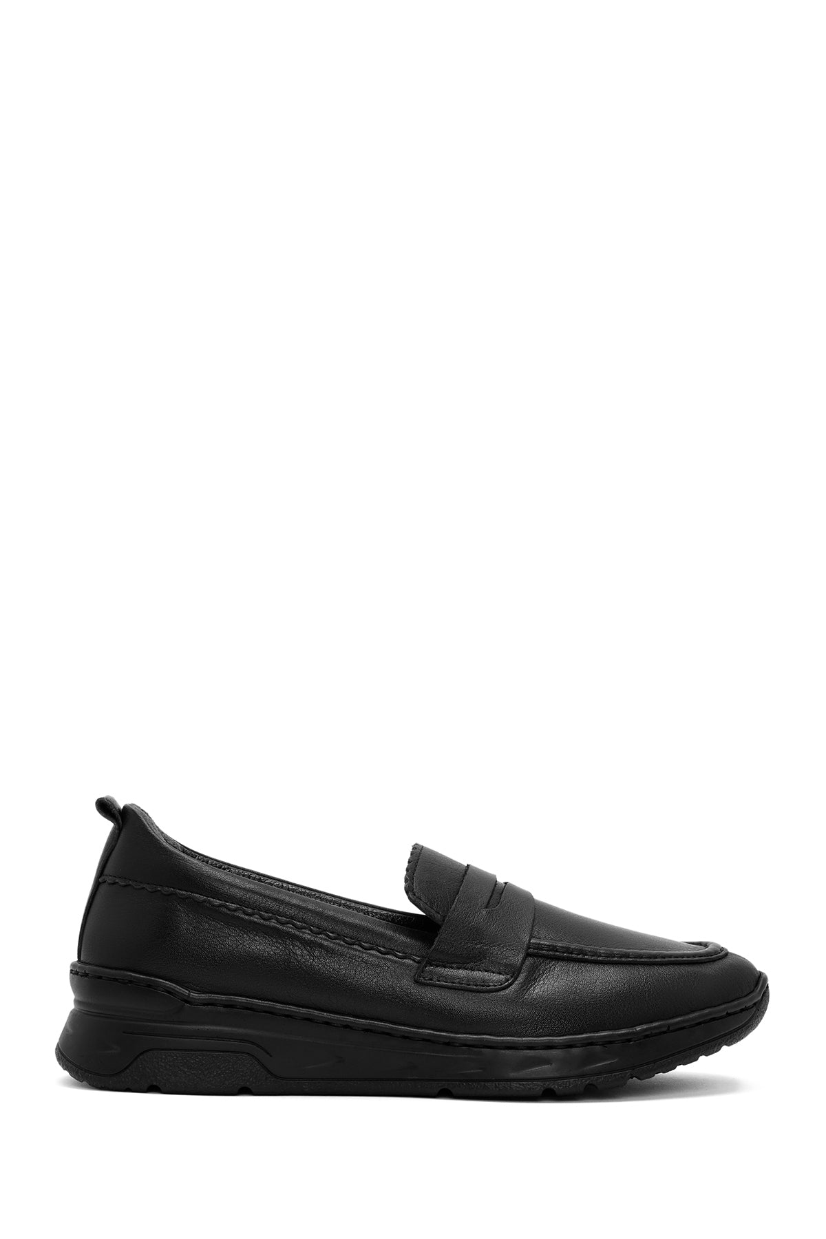 Women's Black Leather Comfort Loafer 24WFD500718 | Derimod