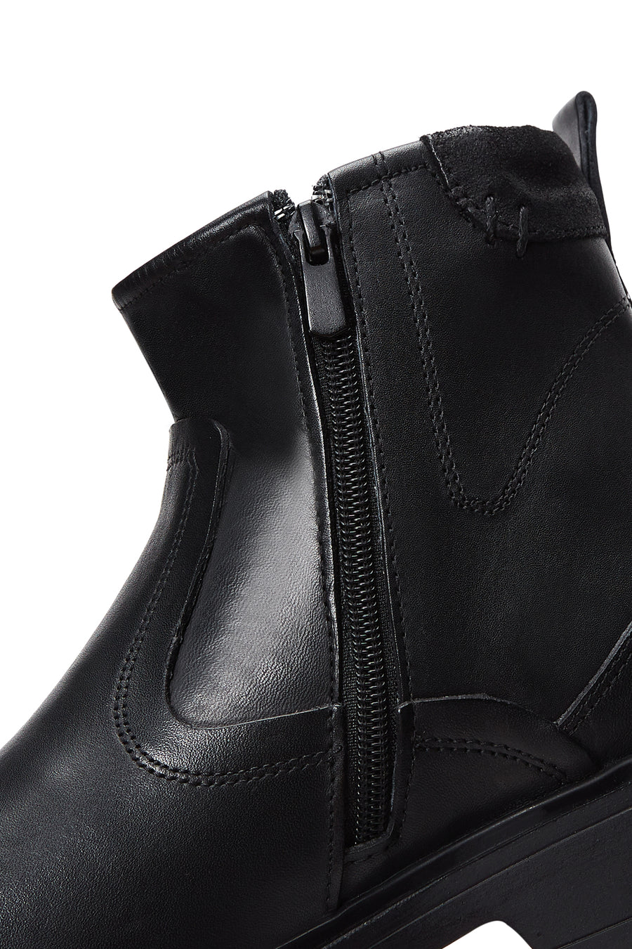 Men's Black Leather Zippered Boots