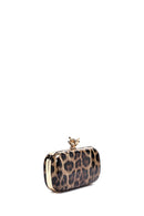 Woman Leopard Print Long Chain Strap Mini Box Evening Bag | Derimod
