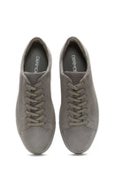 Erkek Gri Deri Süet Sneaker | Derimod