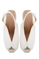 Women's White Back Strap Stoned Thick Heel Sandals | Derimod