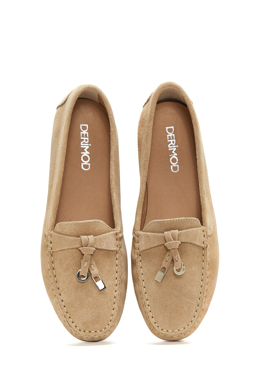 Women's Beige Suede Leather Loafer