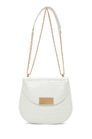 Women's White Long Chain Strap Crocodile Patterned Shoulder Bag | Derimod