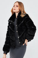Melrose Women's Black Teddy Leather Jacket | Derimod