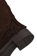 Woman Brown Tasselled Suede Boots | Derimod