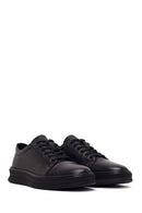 Erkek Siyah Bağcıklı Deri Sneaker | Derimod