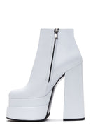 Women's White Leather Platform High Heel Boots | Derimod
