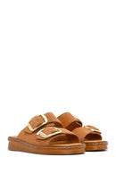Woman Powder Buckled Suede Comfort Slipper | Derimod
